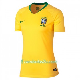 Camisolas de Futebol Brasil Mulher Equipamento Principal Copa do Mundo 2018 Manga Curta